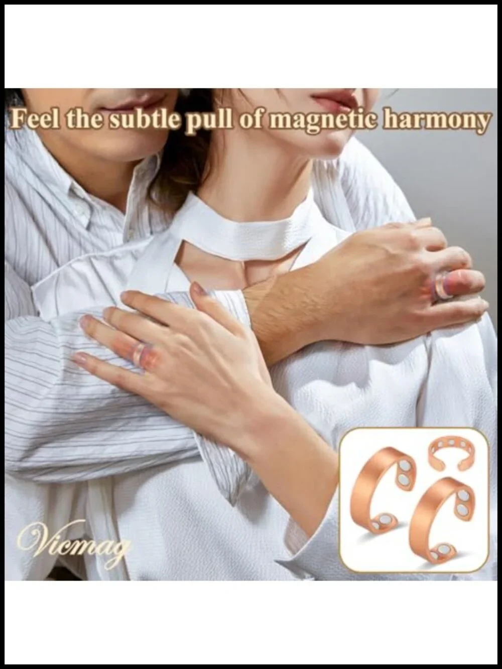 Magnetic Copper Rings for Men Women Set of 2 99.99% Pure Copper Adjustable